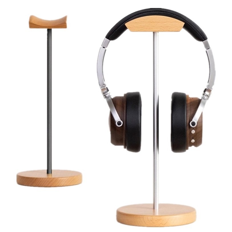 Gaming Setup Desk - حامل سماعات رأس من خشب الجوز