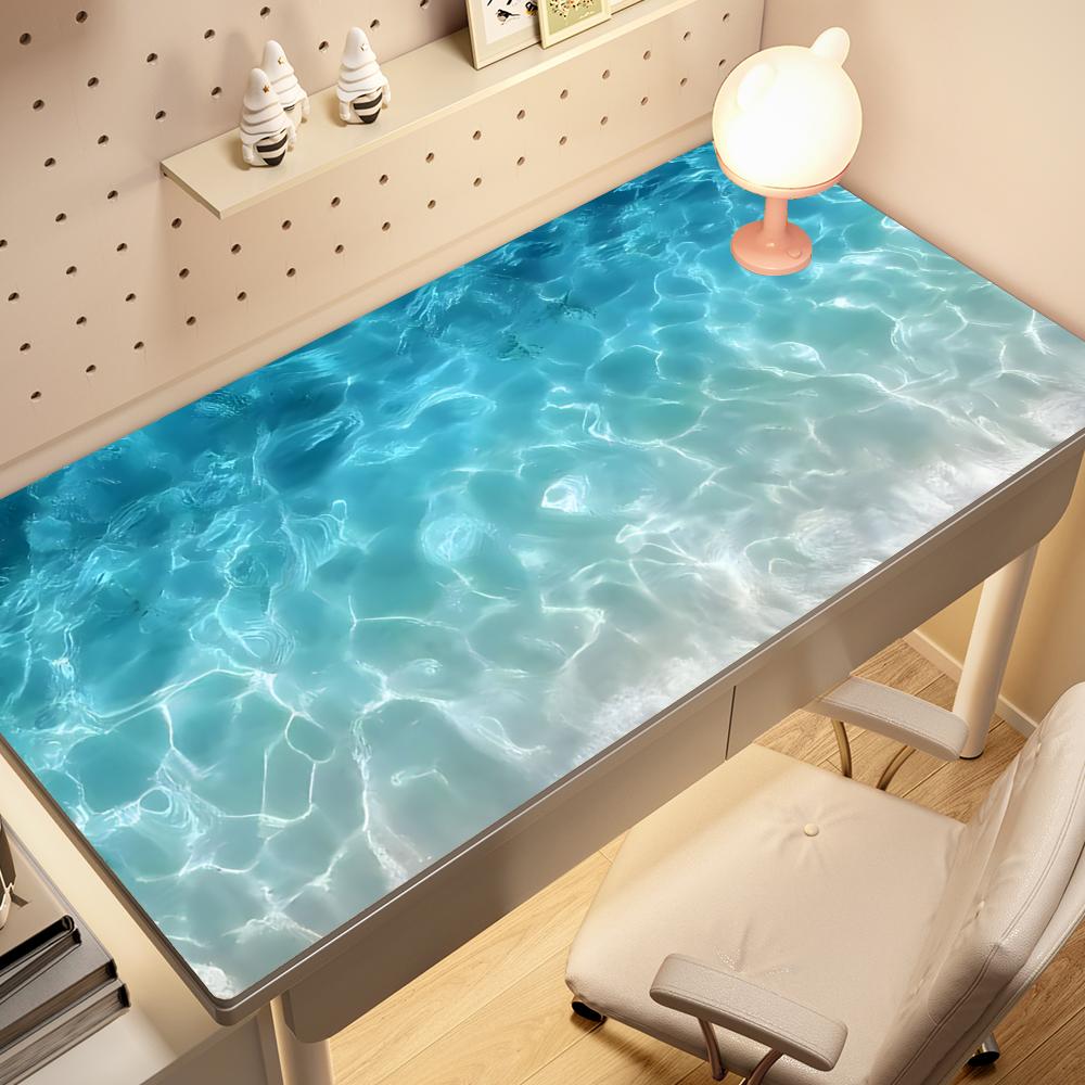 Desk Setup Blue - سجادة مكتب مطاطية كبيرة غير قابلة