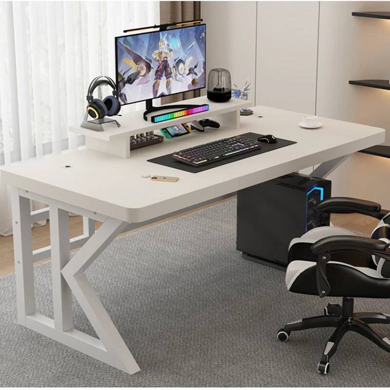 Desk Setup With Laptop And Monitor - طاولة مكتب ألعاب على شكل حرف