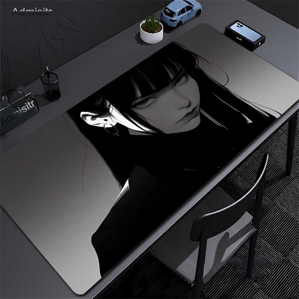 Desk Setup Blue - أسود أنيمي الظلام فتاة الجدول حصيرة