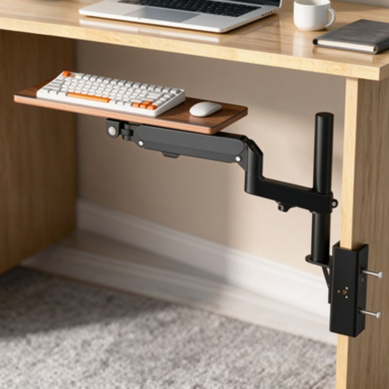 Desk Setup Living Room - حامل لوحة مفاتيح تحت المكتب لتوفير