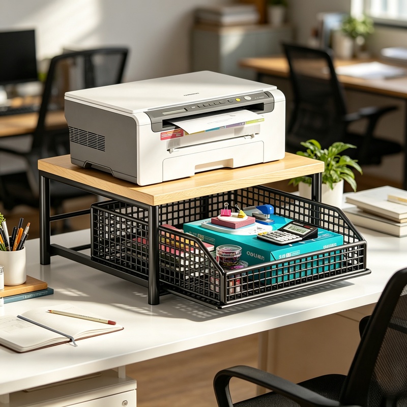 Desk Setup Shelf - حامل ميكروويف عمودي مع درج ورف