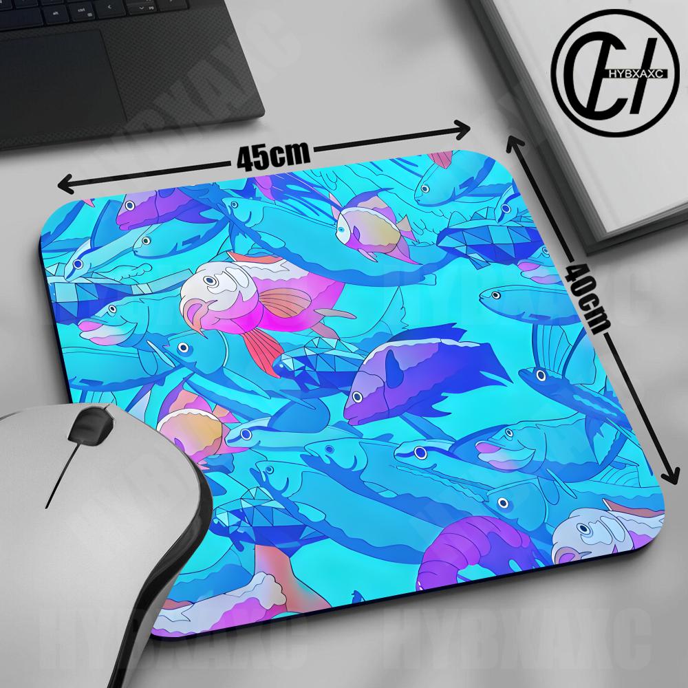 Desk Setup Blue - وسادة فأرة HYBXAXC بتصميم سمكة لطيفة،