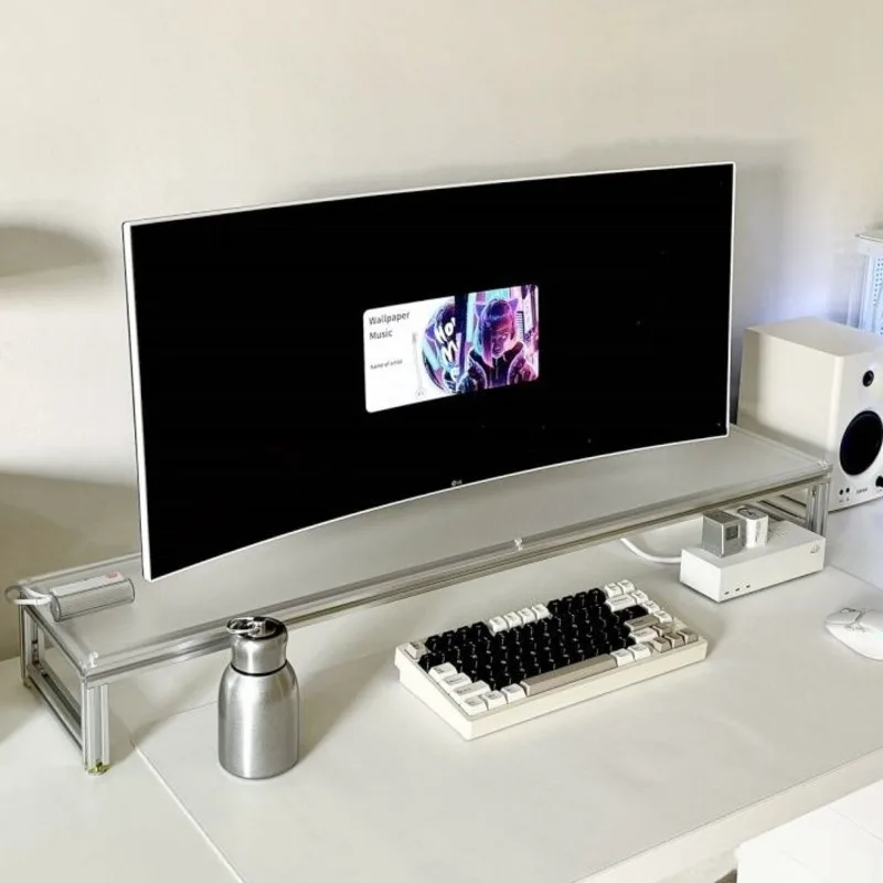 Desk Setup With Laptop And Monitor - حامل شاشة من الألومنيوم من الأكريليك