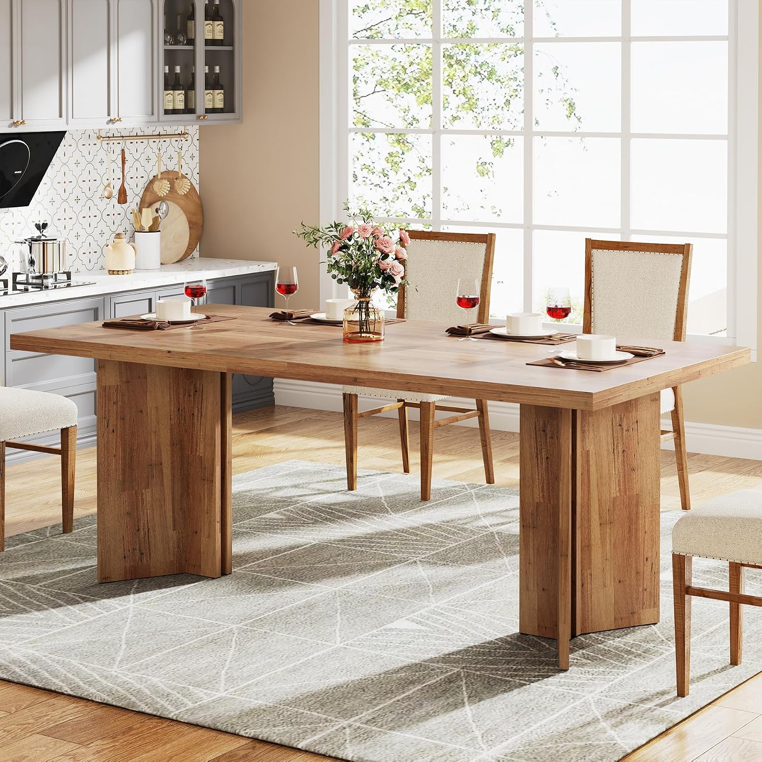 Desk Setup Living Room - طاولة طعام خشبية مستطيلة كبيرة تتسع