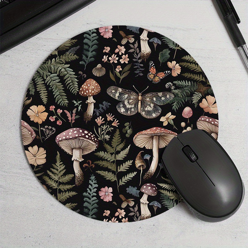 Desk Setup For Gaming - سجادة ماوس دائرية بتصميم غابة، مصنوعة