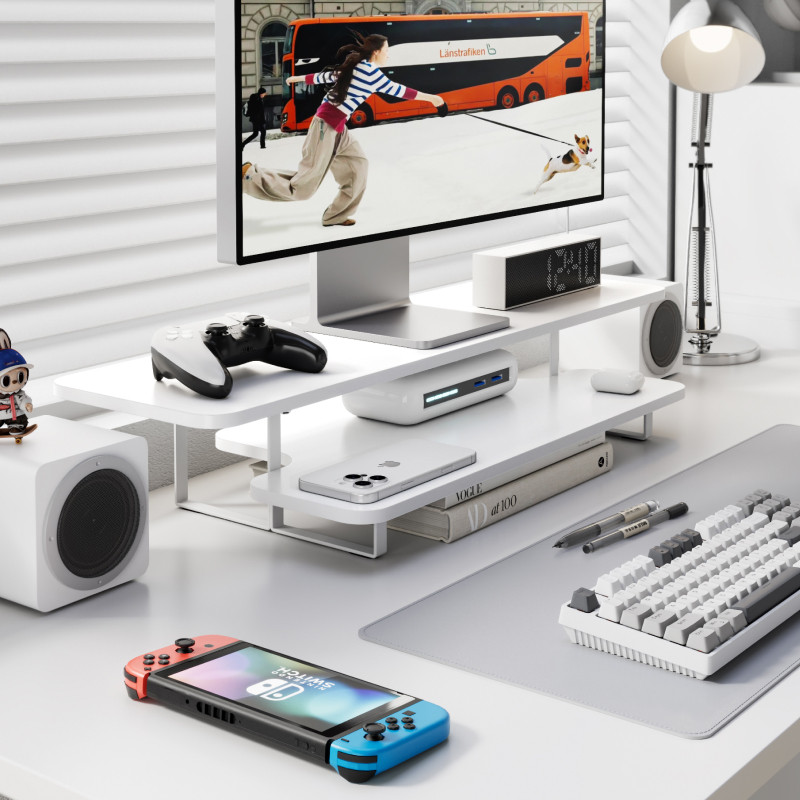 حامل شاشة بتشطيب خشب الجوز، من - مراجعة Desk Setup With Laptop And Monitor وسعره