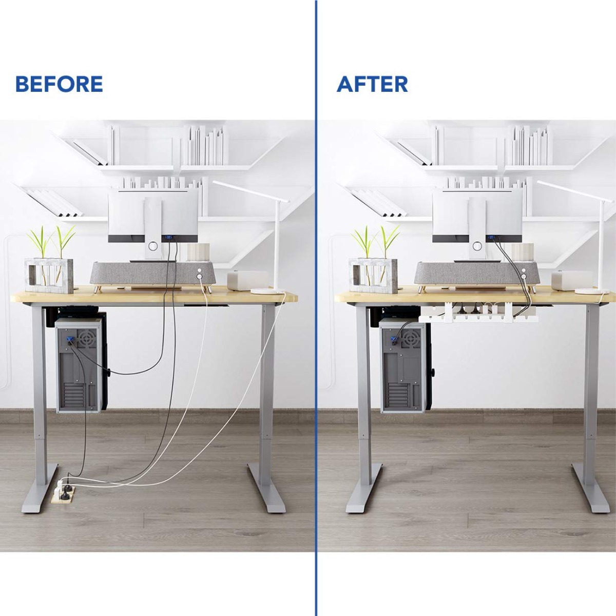 منظم كابلات للمكتب، صندوق تخزي - مراجعة Desk Setup Living Room وسعره