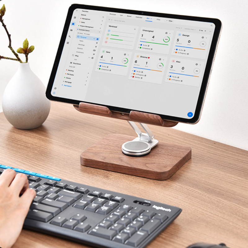 حامل iPad من خشب الجوز الأسود  - مراجعة Desk Setup Living Room وسعره