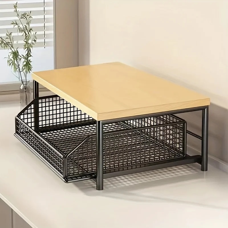 حامل ميكروويف عمودي مع درج ورف - مراجعة Desk Setup Shelf وسعره