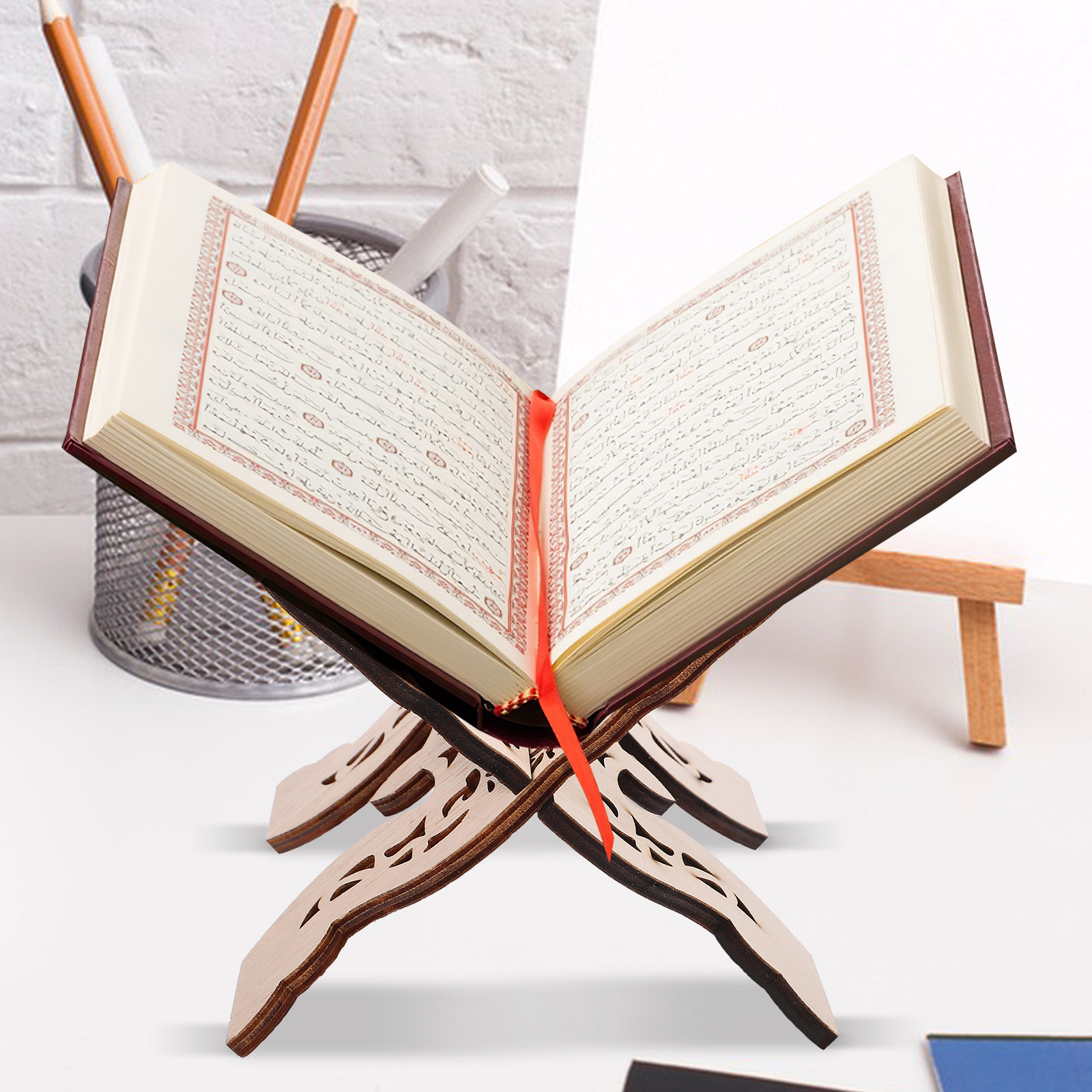 حامل كتب خشبي للمكتب، حامل للك - مراجعة Desk Setup Shelf وسعره