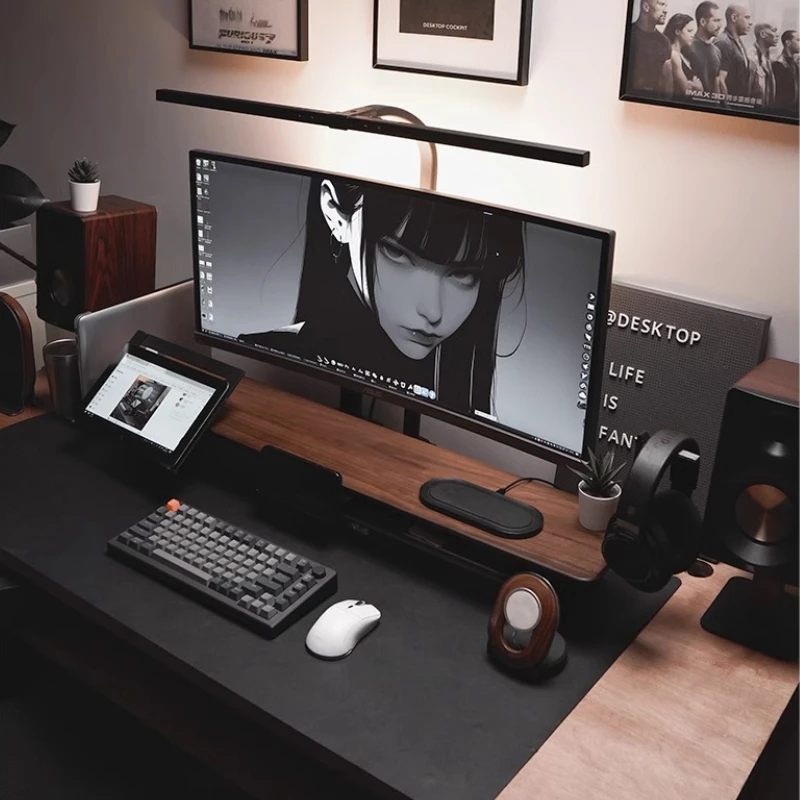 حامل شاشة معياري من خشب الجوز  - مراجعة Desk Setup With Laptop And Monitor وسعره
